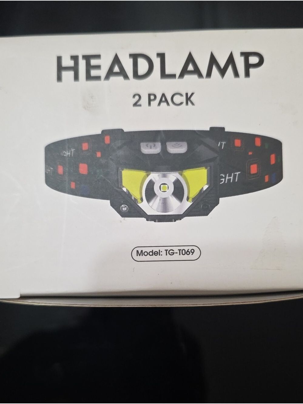 TG-T069 Black & Yellow LED Headlamp - 2 Pack